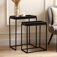 Nest of Tables - Black and Gold Glass - Set of 2 - Tray