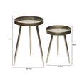 Nest of Tables - Champagne Metal - Round - Set of 2 - Tray