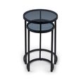 Chicago Nest of Tables - Set of 2 - Round - Smoked Glass