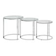 Clearance - Allure Glass Round Nest of 3 Tables with Silver Base - A305