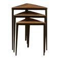 Elmo Nest of 3 Tables - Triangular - Elm Wood and Metal