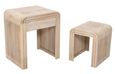 Hanover Ribbed Carved Mango Wood Nest of 2 Tables with Drawer