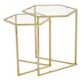 Herber Nest of 2 Tables - Hexagon - Clear Glass with Gold Metal
