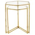 Herber Nest of 2 Tables - Hexagon - Clear Glass with Gold Metal