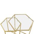 Herber Nest of 2 Tables - Hexagon - Clear Glass with Gold Metal