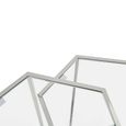 Herber Nest of 2 Tables - Hexagon - Clear Glass with Silver Metal