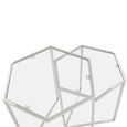Herber Nest of 2 Tables - Hexagon - Clear Glass with Silver Metal