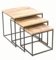 Old Empire Mango Wood Square Nest of 3 Tables