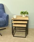 Old Empire Mango Wood Square Nest of 3 Tables