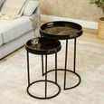 Nest of Tables - Olin - Black and Gold Glass - Round - Set of 2