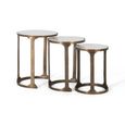 Pangaani Nest of Tables - White Marble and Metal - Round - Set of 3