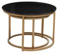 Varana Nest of Tables - Set of 2 - Black Marble with Gold - Round