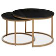 Varana Nest of Tables - Set of 2 - Black Marble with Gold - Round