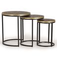 Wampembe Nest of Tables - Carved Bronze Metal - Round - Set of 3