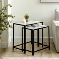 Nest of Tables - White Marble and Black Metal - Set of 2