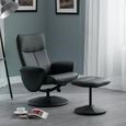 Lugano Black Faux Leather Recline Chair - with Footstool