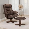 Malmo Brown Faux Leather Recliner Chair - with Footstool