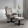 Malmo Grey Fabric Recliner Chair - Swivel - with Footstool