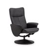 Lugano Black Faux Leather Recline Chair - with Footstool