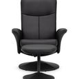 Lugano Black Faux Leather Recline Chair - with Footstool
