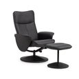 Lugano Black Faux Leather Recline Chair - with Footstool