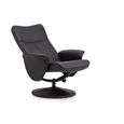 Lugano Black Faux Leather Recline Chair - with Footstool