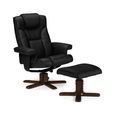 Malmo Black Faux Leather Recliner Chair - with Footstool