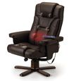 Malmo Brown Faux Leather Recliner Chair - with Walnut Legs Footstool