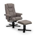 Malmo Grey Fabric Recliner Chair - Swivel - with Footstool