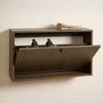 Albany Shoe Cabinet - Wall Mounted - Ribbed Smoked Oak