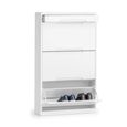 Manhattan Shoe Cabinet - 3 Door - Flip Down - White Gloss