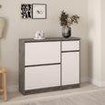 Naia Shoe Cabinet - 3 Door - 1 Drawer - Concrete and White Gloss