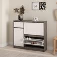 Naia Shoe Cabinet - 3 Door - 1 Drawer - Concrete and White Gloss