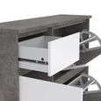 Naia Shoe Cabinet - 3 Door - 1 Drawer - Concrete and White Gloss