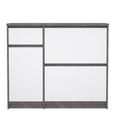 Naia Shoe Cabinet - 3 Door - 1 Drawer - Concrete and White Gloss
