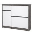 Naia Shoe Cabinet - 3 Door - 1 Drawer - Concrete and White Gloss