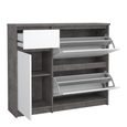 Naia Shoe Cabinet - 3 Door - 1 Drawer - Concrete and White Gloss