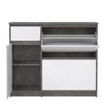 Naia Shoe Cabinet - 3 Door - 1 Drawer - Concrete and White Gloss