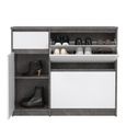 Naia Shoe Cabinet - 3 Door - 1 Drawer - Concrete and White Gloss