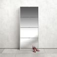 Shoe Cabinet - 4 Mirrored Door - White