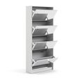 Shoe Cabinet - 4 Mirrored Door - White