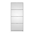 Shoe Cabinet - 4 Mirrored Door - White