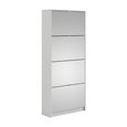 Shoe Cabinet - 4 Mirrored Door - White