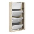 Shoe Cabinet - 5 Mirrored Door - Oak