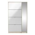 Shoe Cabinet - 5 Mirrored Door - Oak