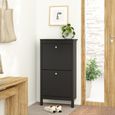Madrid Shoe Cabinet - 2 Drawer - Door - Black