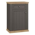 Pontypool Shoe Cabinet - 1 Door - 1 Drawer - Dark Grey and Light Oak
