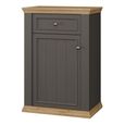 Pontypool Shoe Cabinet - 1 Door - 1 Drawer - Dark Grey and Light Oak