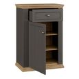 Pontypool Shoe Cabinet - 1 Door - 1 Drawer - Dark Grey and Light Oak