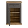 Pontypool Shoe Cabinet - 1 Door - 1 Drawer - Dark Grey and Light Oak